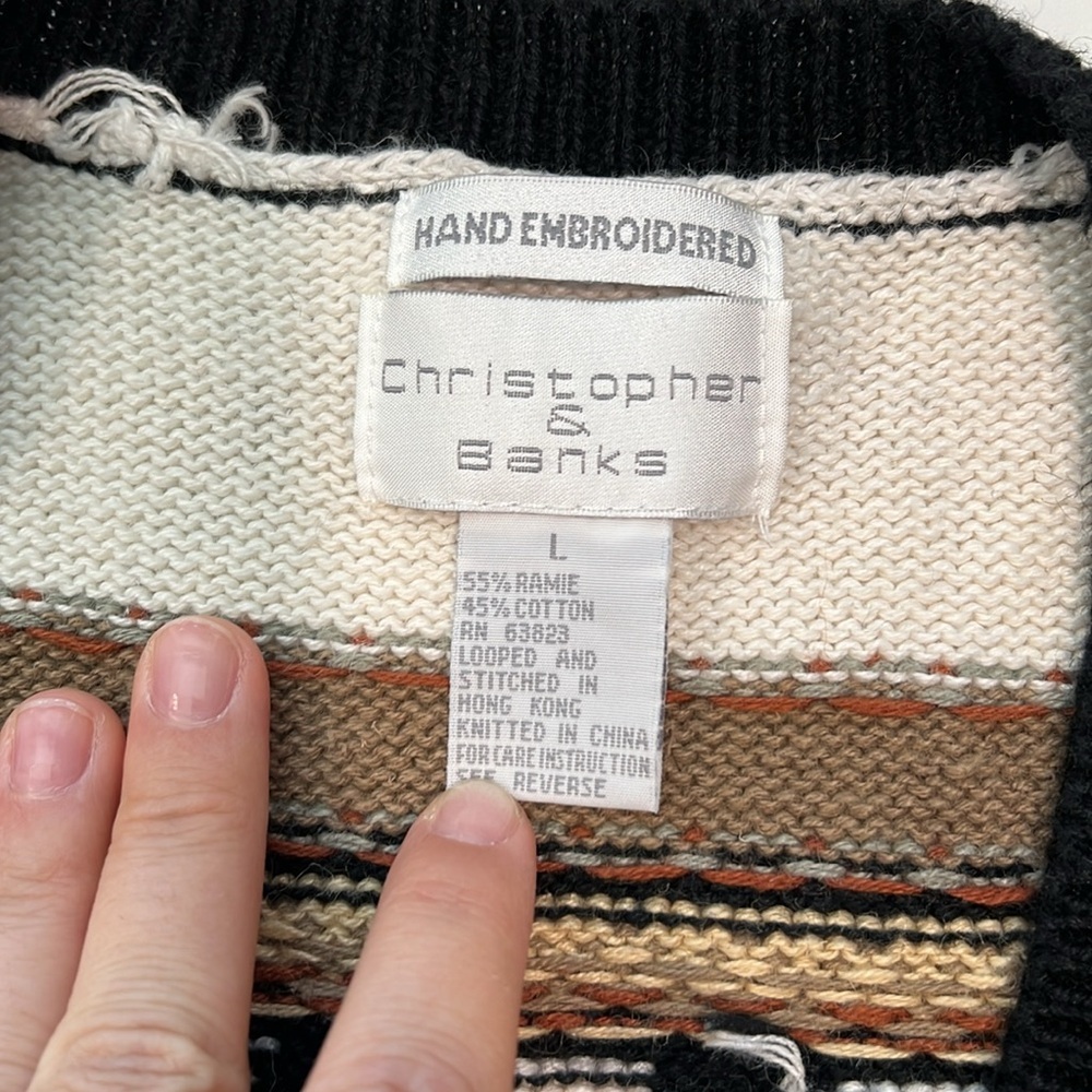 Christopher Banks - L, vintage vest, safari, floral, beaded - Picture 3 of 10
